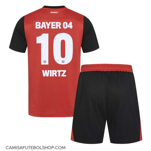 Camisa de time de futebol Bayer Leverkusen Florian Wirtz #10 Replicas 1º Equipamento Infantil 2024-25 Manga Curta (+ Calças curtas)